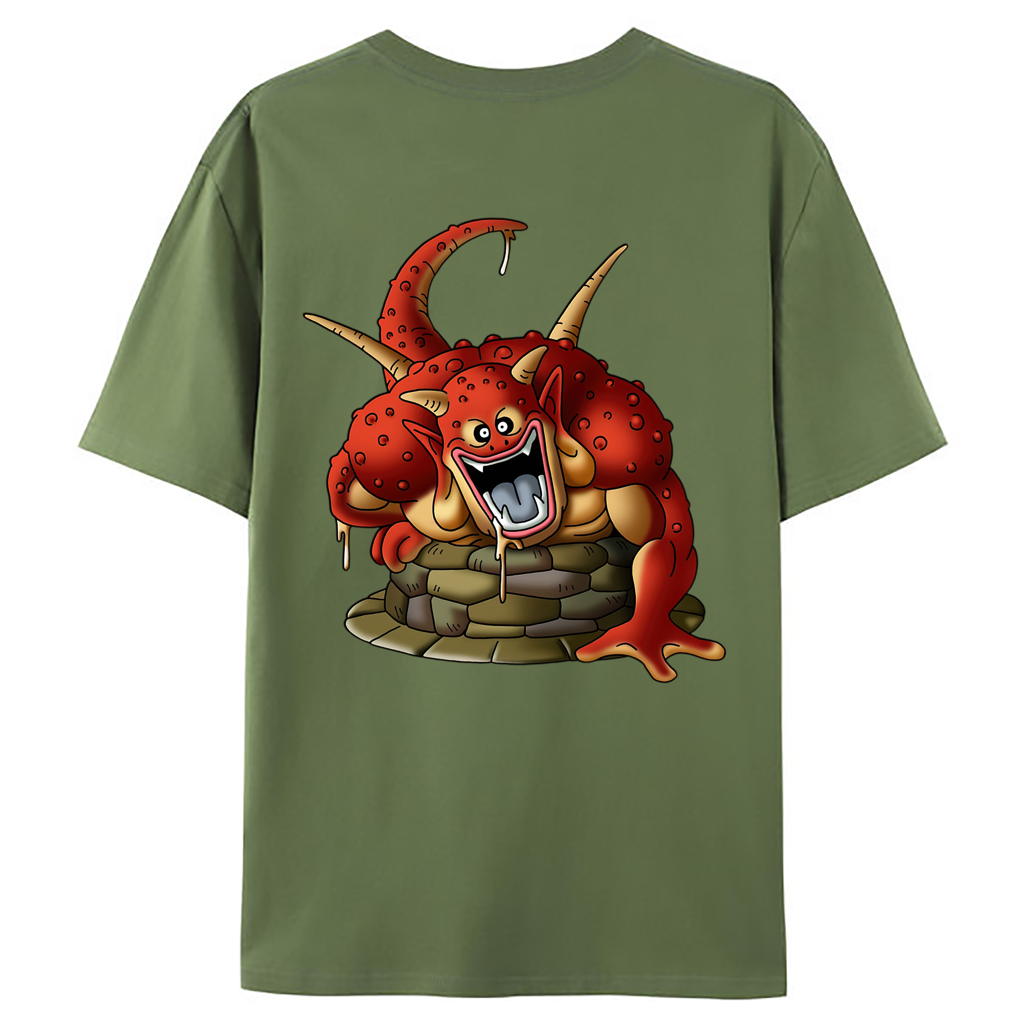 （画像用） ドラゴンクエスト Doragon Kuesuto Dragon Quest 綿100％ メンズ半袖Tシャツ（バックプリント） 通気性